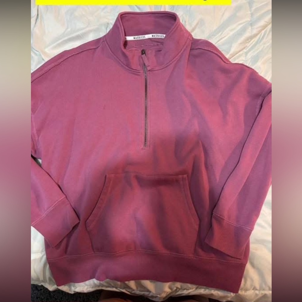 Maurices Mauve Half-Zip V-Neck Sweater